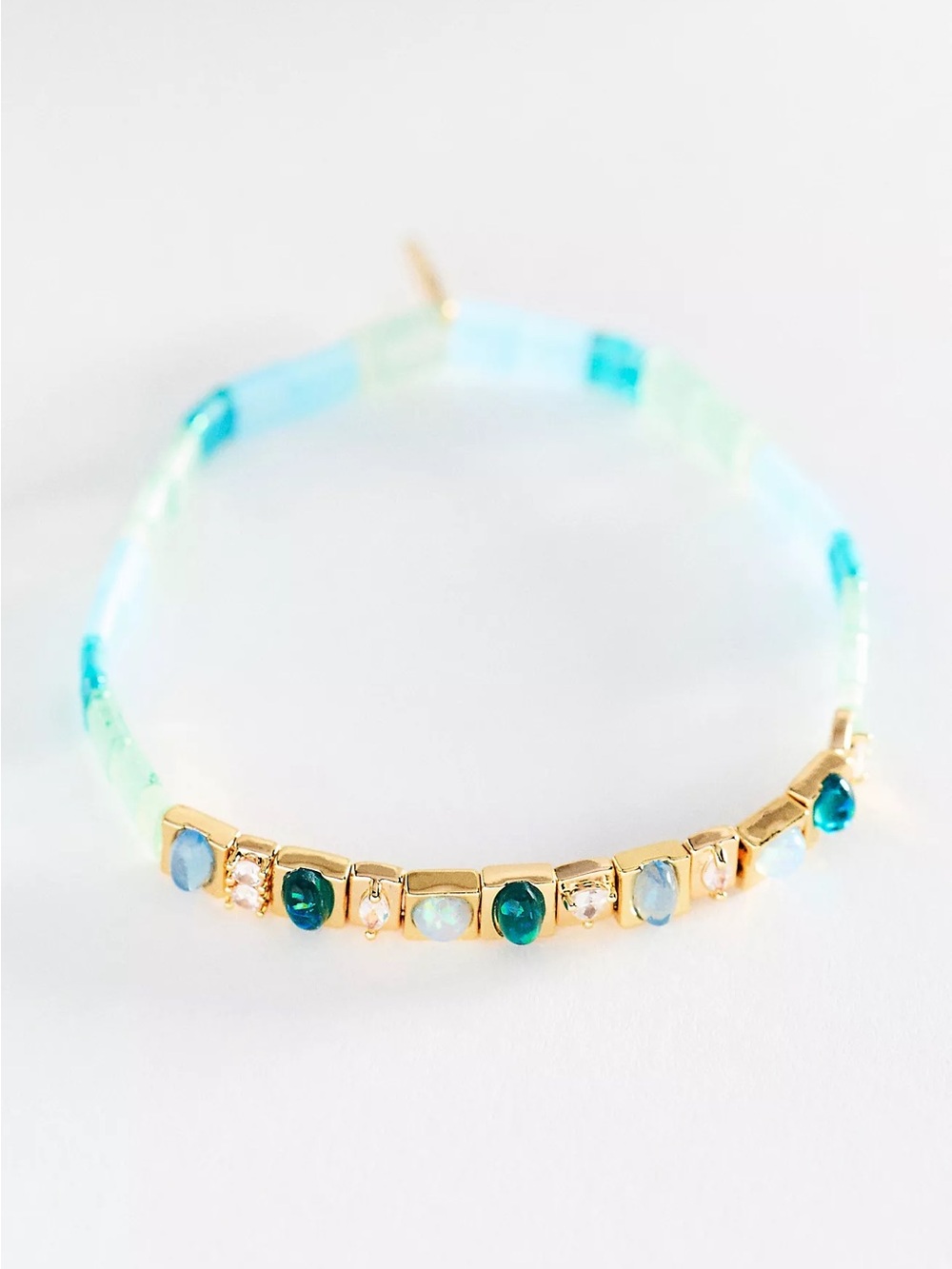 Anthropologie Colorful Beaded Chicklet Stretch Bracelet - NWT - Turquoise
